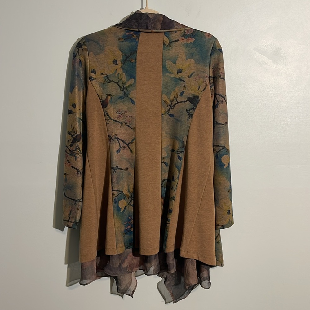 Soft Surroundings Tea Gardens Floral Print Chiffon Layered Cardigan Small Petite - Picture 7 of 11